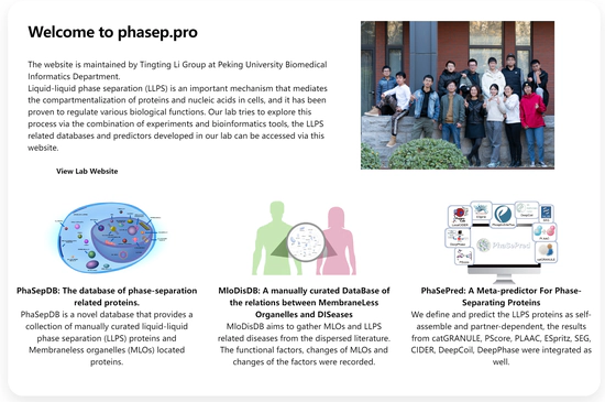 Bioinformatics tools for phase seperation
